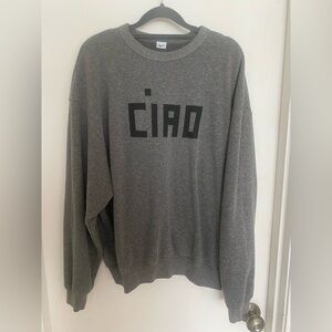 Clare V Charcoal Sweatshirt with Black 'CIAO' Design